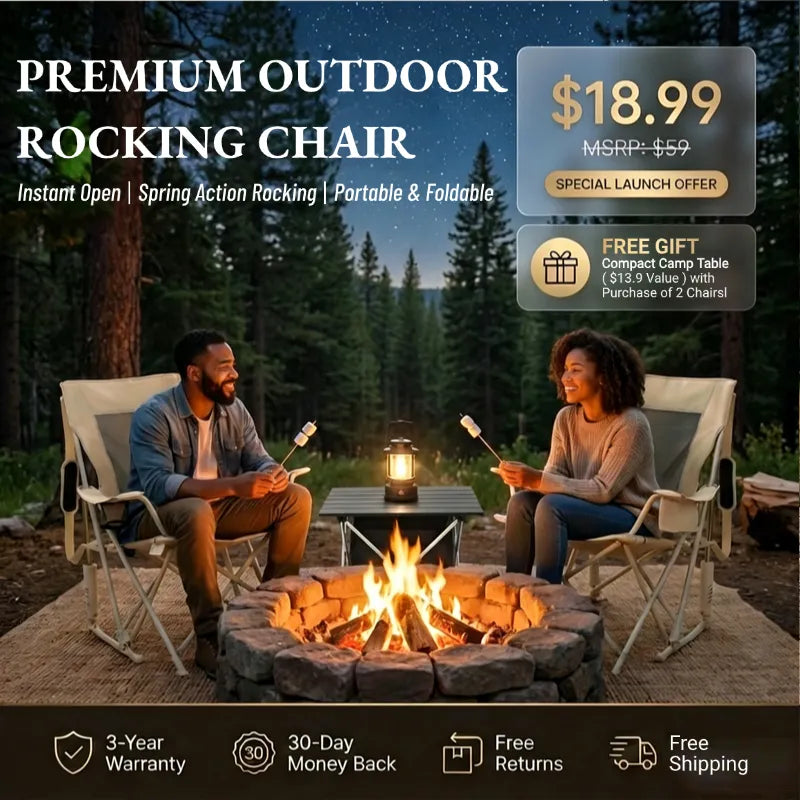Extra-Wide Rocking Chair, 350lbs Weight Capacity, Cozy Backrest (Free Table Included)