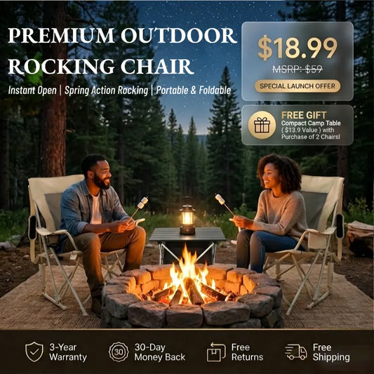 Extra-Wide Rocking Chair, 350lbs Weight Capacity, Cozy Backrest (Free Table Included)