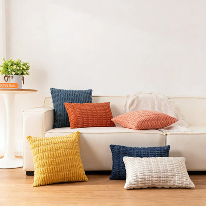 Textured Corduroy Throw Pillow (18x18 Inches)