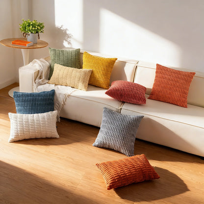 Textured Corduroy Throw Pillow (18x18 Inches)