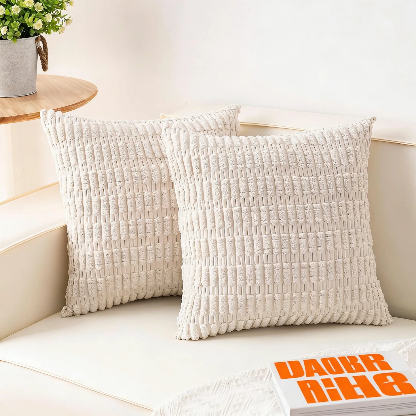Textured Corduroy Throw Pillow (18x18 Inches)