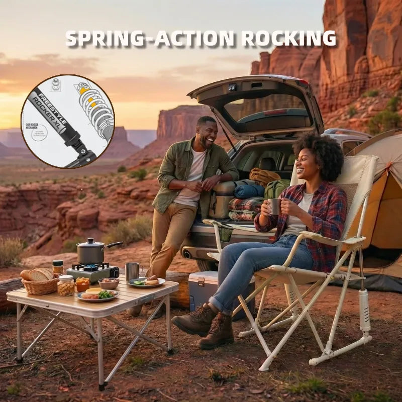 Extra-Wide Rocking Chair, 350lbs Weight Capacity, Cozy Backrest (Free Table Included)