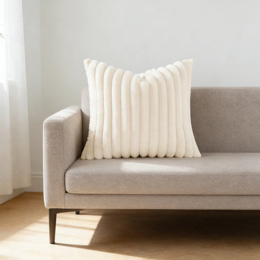 Textured Faux Fur Decorative Pillow Cover (18x18 Inches)