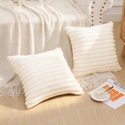 Textured Faux Fur Decorative Pillow Cover (18x18 Inches)