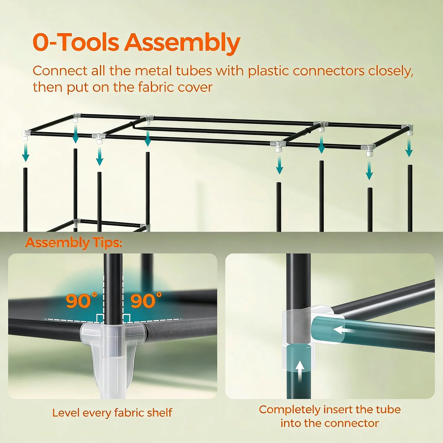 59" Multi-Storage Fabric Wardrobe with Hanging Rod & Shelves