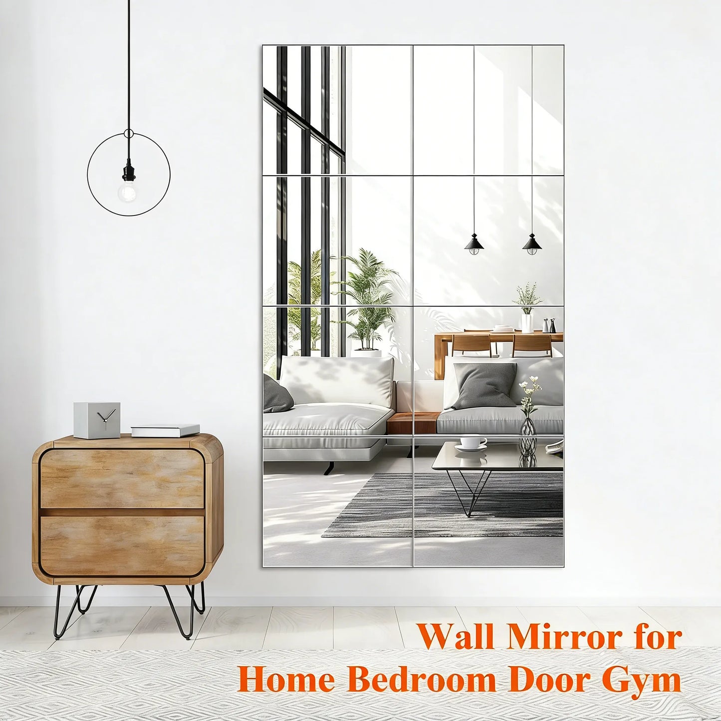 4-Piece 14"×12" Flexible Acrylic Wall Mirror Tiles (Full-Length Compatible)