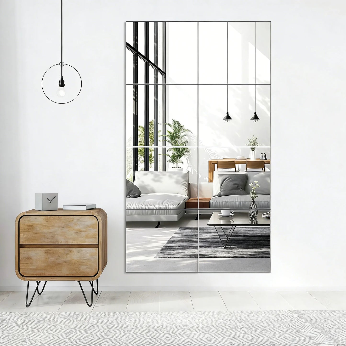 4-Piece 14"×12" Flexible Acrylic Wall Mirror Tiles (Full-Length Compatible)