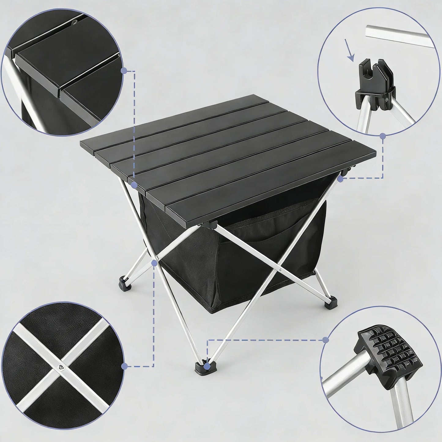 Ultralight Aluminum Folding Table with Carry Bag, Multi-Use Outdoor
