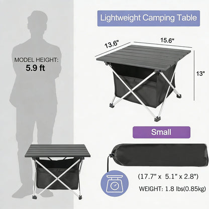 Ultralight Aluminum Folding Table with Carry Bag, Multi-Use Outdoor